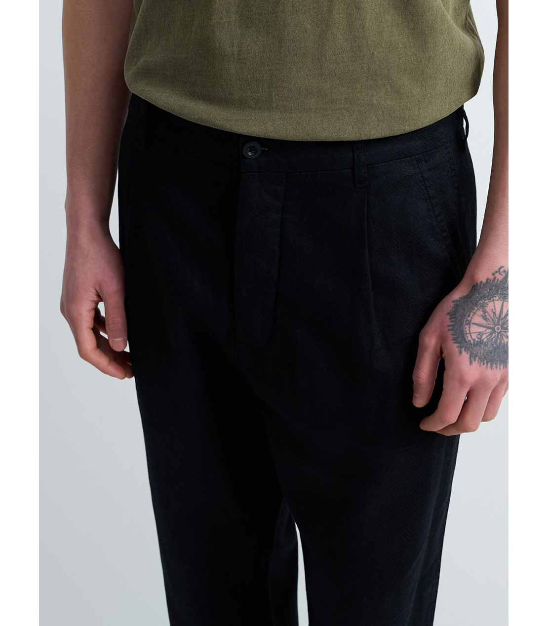 リラックスレギュラーリネンコットンパンツ 詳細画像 ブラック 6